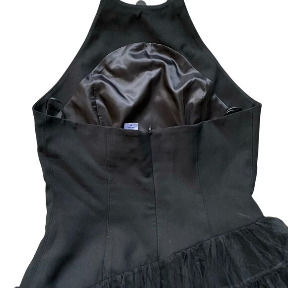 Edge Tulle Black Dress M Halter Neck Open Back Balletcore Fairy Whimsygoth Sexy - Picture 5 of 12